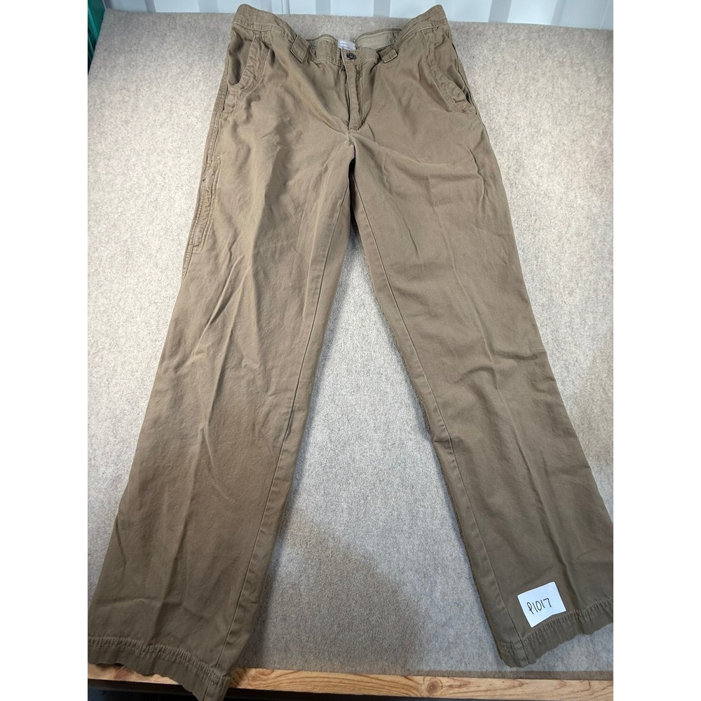Columbia Omni-Shield Mens 36x34 Khaki Canvas Utility Work Pants Brown Straight